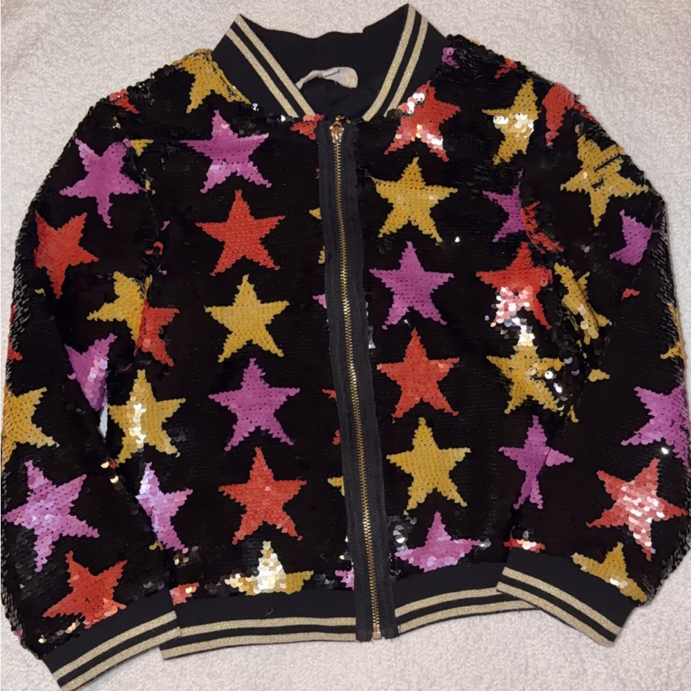 Hannah Banana Sequin Jacket with Black and Orange Accents